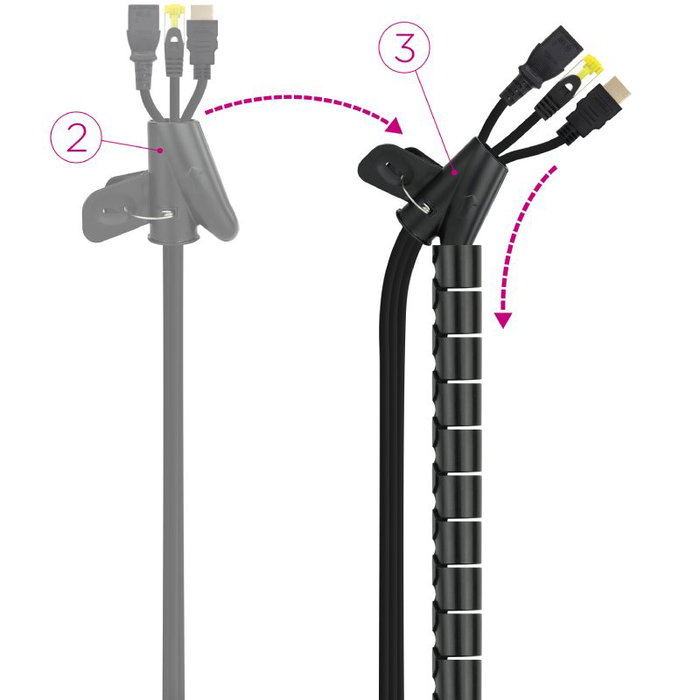 Nanocable Organizador de Cables Flexible 25mm Negro 2m